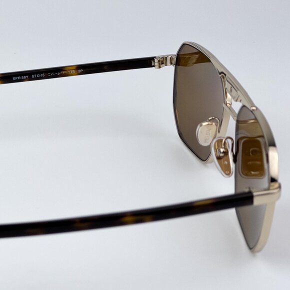 Prada PR58YS ZVN5Y1 Men BRAND NEW Sunglasses Gold Brown Polarized Pilot - Picture 8 of 11